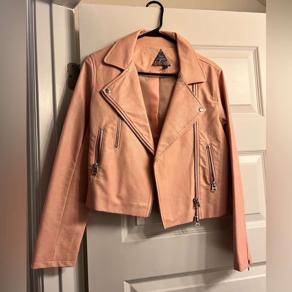 Light Pink Faux Leather Jacket